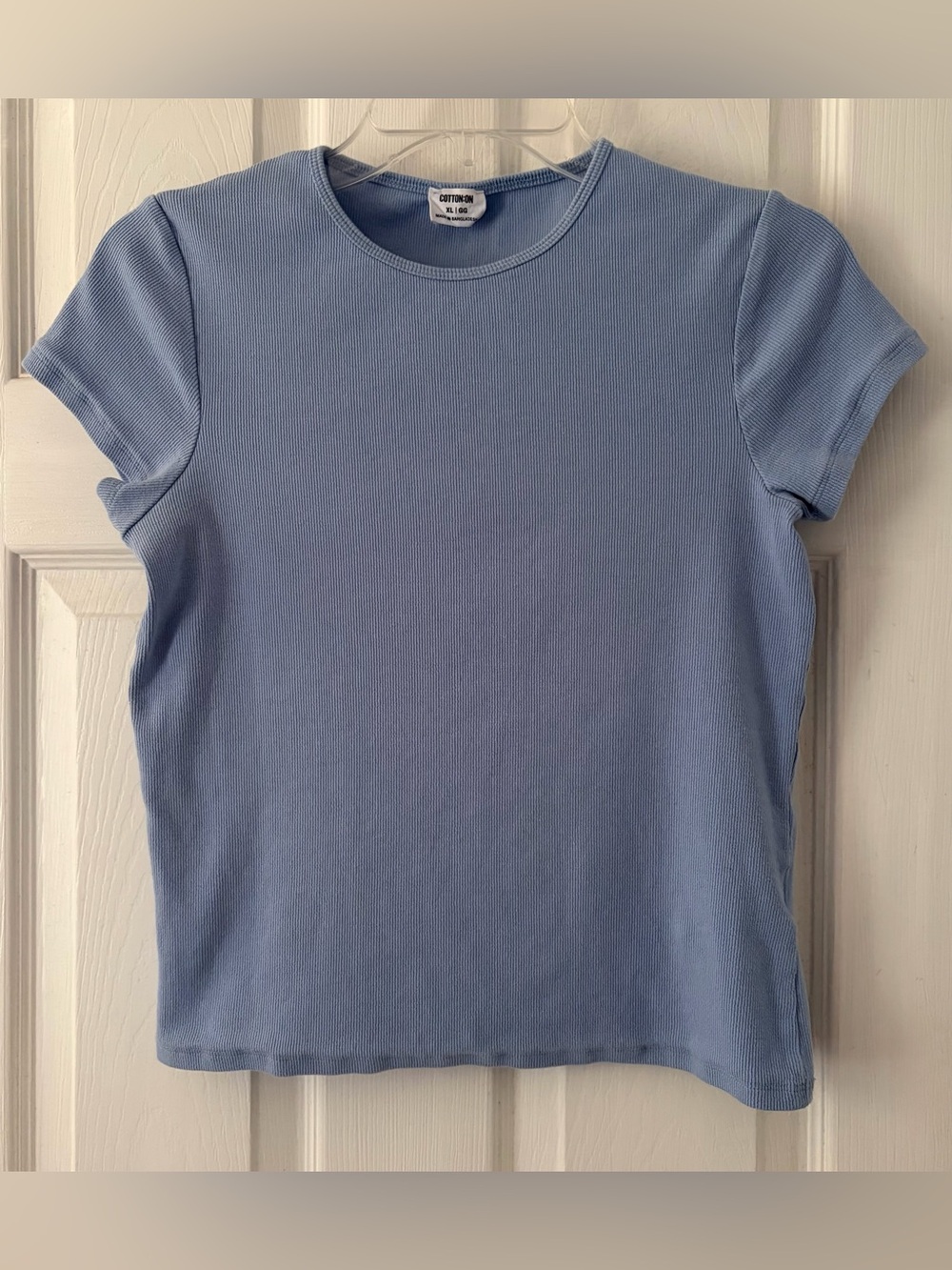 Cotton On Light Blue Short Sleeve Ribbed Tee